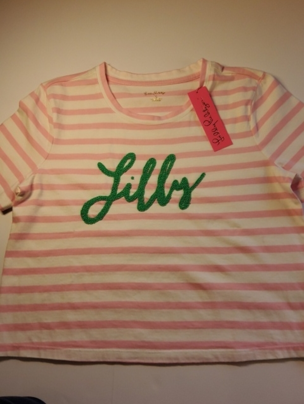 Lilly Pulitzer Pink & White Striped Tee NWT